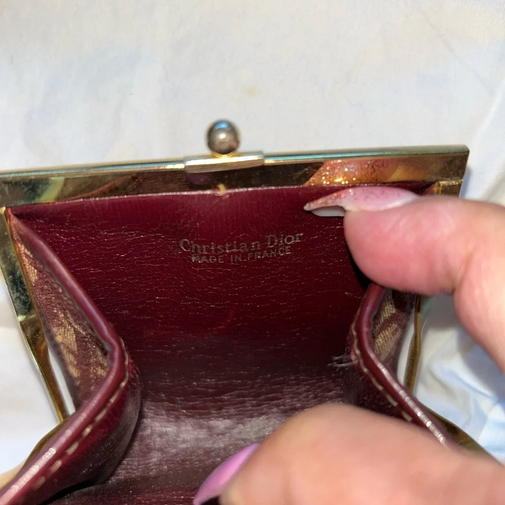 Elegant Burgundy Christian Dior Coin Clutch